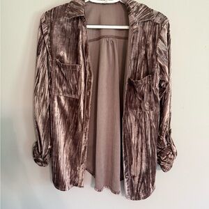 Maurices Gold Button Down Shirt with Notched Collar and Cuffed Sleeves